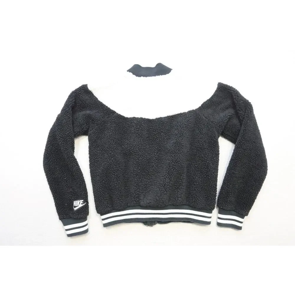 Nike Sherpa Jacket Performance Full Zip Black and White‎ Womens Sz XS XSMALL